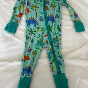 Little Sleepies Teal Dinosaur Kids Footie